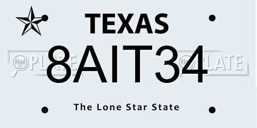 8AIT34 Texas License Plate