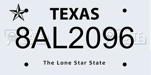 8AL2096 Texas License Plate