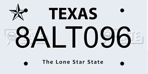 8ALT096 Texas License Plate