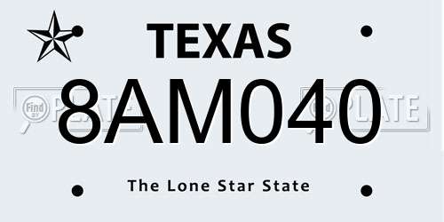 8AM040 Texas License Plate