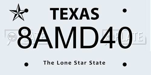 8AMD40 Texas License Plate