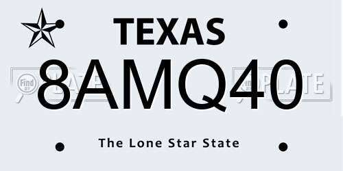 8AMQ40 Texas License Plate