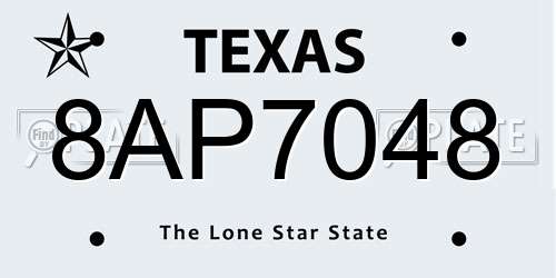 8AP7048 Texas License Plate