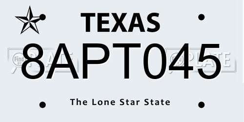 8APT045 Texas License Plate