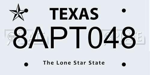 8APT048 Texas License Plate