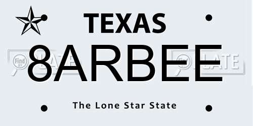 8ARBEE Texas License Plate
