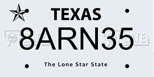8ARN35 Texas License Plate