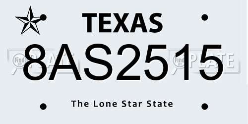 8AS2515 Texas License Plate