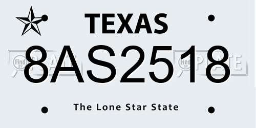 8AS2518 Texas License Plate