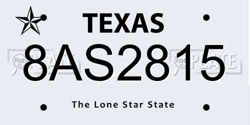 8AS2815 Texas License Plate