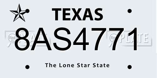 8AS4771 Texas License Plate
