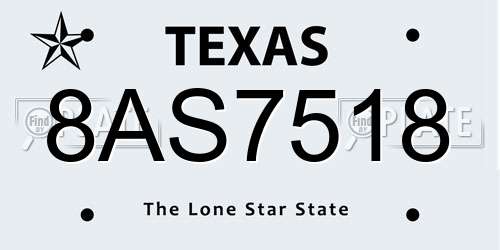 8AS7518 Texas License Plate