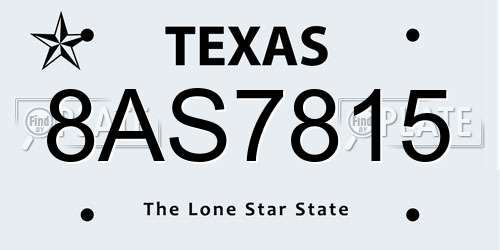 8AS7815 Texas License Plate