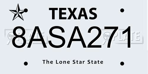 8ASA271 Texas License Plate