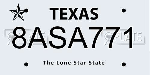 8ASA771 Texas License Plate