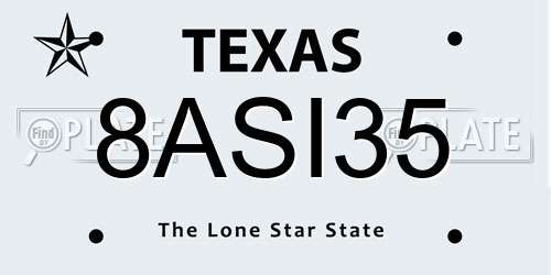 8ASI35 Texas License Plate