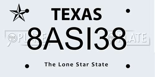 8ASI38 Texas License Plate