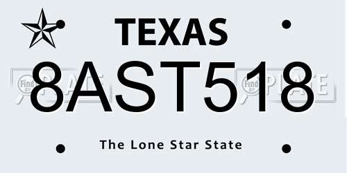 8AST518 Texas License Plate