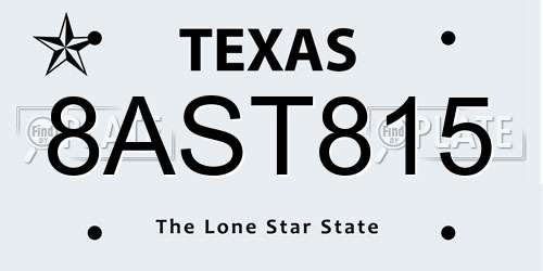 8AST815 Texas License Plate