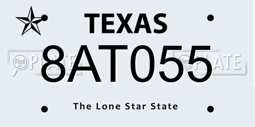 8AT055 Texas License Plate