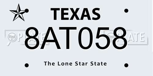 8AT058 Texas License Plate