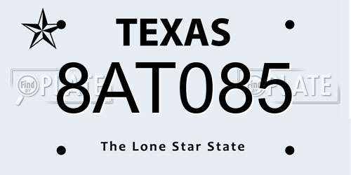 8AT085 Texas License Plate