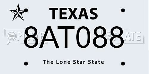 8AT088 Texas License Plate