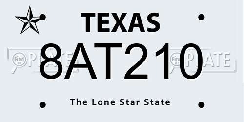 8AT210 Texas License Plate