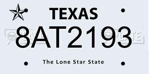8AT2193 Texas License Plate