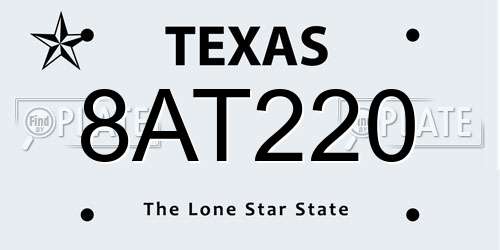 8AT220 Texas License Plate