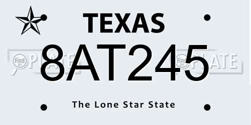 8AT245 Texas License Plate