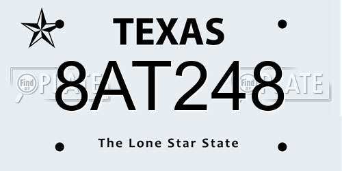 8AT248 Texas License Plate