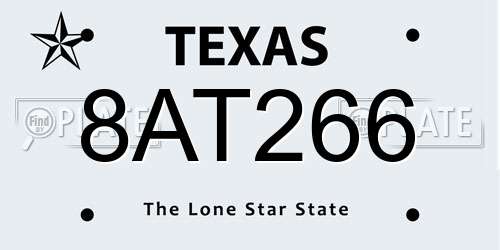 8AT266 Texas License Plate