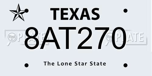8AT270 Texas License Plate