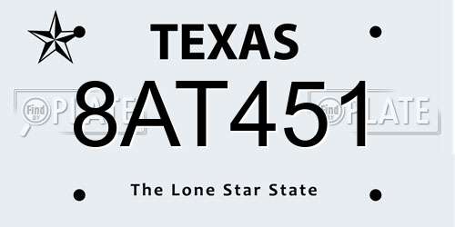 8AT451 Texas License Plate