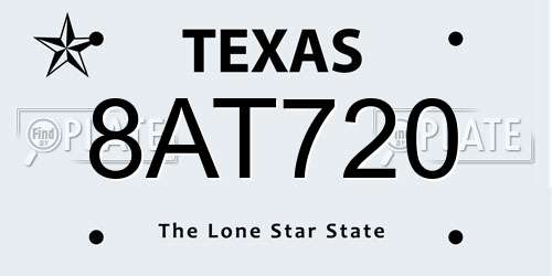 8AT720 Texas License Plate