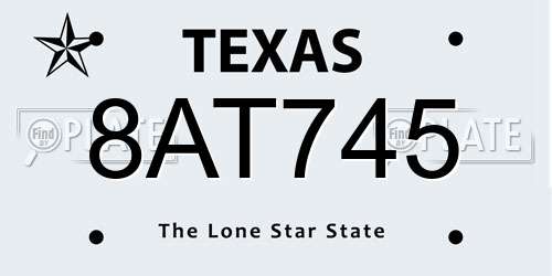 8AT745 Texas License Plate