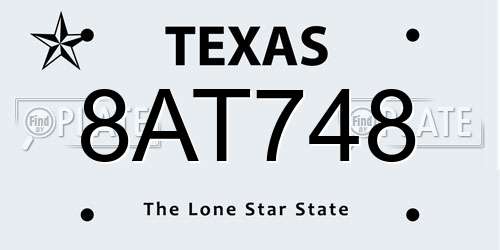 8AT748 Texas License Plate
