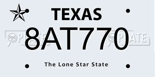 8AT770 Texas License Plate