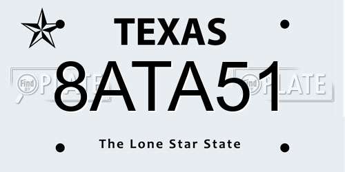 8ATA51 Texas License Plate