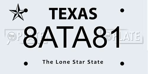 8ATA81 Texas License Plate