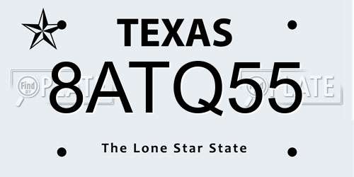 8ATQ55 Texas License Plate