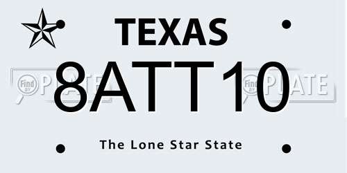 8ATT10 Texas License Plate