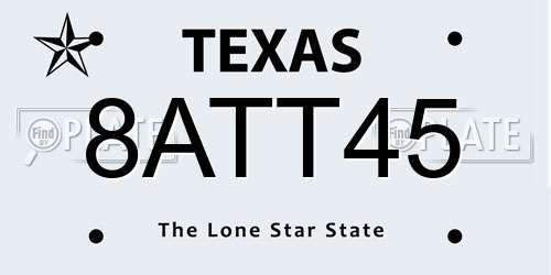 8ATT45 Texas License Plate