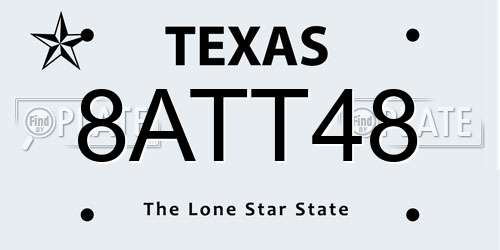 8ATT48 Texas License Plate