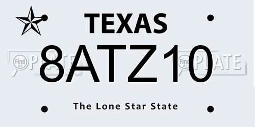 8ATZ10 Texas License Plate