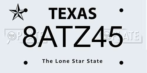 8ATZ45 Texas License Plate
