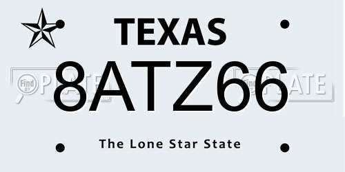 8ATZ66 Texas License Plate