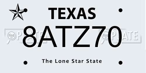 8ATZ70 Texas License Plate