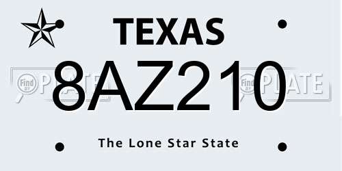 8AZ210 Texas License Plate